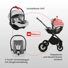 Babylux Kinderwagen 2in1 Silber