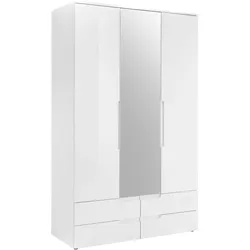 Stella Trading SPICE Eleganter Kleiderschrank – Drehtüren, Weiß Hochglanz, 126 x 208 x 57 cm