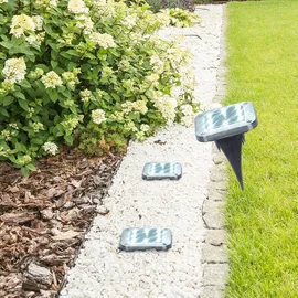 ETC Shop Solarlampe Garten Deko Solarlampen für Außen Wegelampe Bodenleuchte Gartenleuchten Solar mit Erdspieß, Kunststoff Edelstahl, LED kaltweiß, LxBxH 10x10x13 cm,