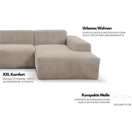 otto home Ecksofa OTTO HOME "Zeus-L modern & zeitlos, Breite 253 cm, bequemes Sofa", grau (hellgrau, beige), B:253cm H:70cm T:188cm, 90% Polyester, 10% Nylon, Sofas, Ecksofa, Curvy Trend Ecksofa mit urbaner Optik