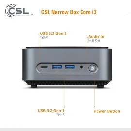 CSL Mini-PC Narrow Box Intel Core i3 N305 2023 16 GB RAM 500 GB SSD Intel UHD Graphics Win 11