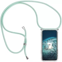 YMCASE Handykette Handyhülle für Motorola Moto G9 Play/Moto E7 Plus mit Band - Handy-Kette Handy Hülle mit Kordel zum Umhängen Handyanhänger Halsband Lanyard Case - Transparent Schutzhülle in Grün