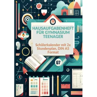 Bookmundo Hausaufgabenheft: 1 Woche 2 Seiten Schulplaner Teenager , Schülerkalender , mit 2x Stundenplan : DIN A5: