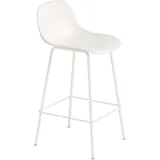 Muuto Fiber tube Hocker 65 cm, weiß mit Rückenlehne,