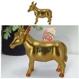 preisknacker Cepewa Spardose Goldesel Goldener Esel Sparbüchse Deko Geldgeschenk 8 x 18,5 x 20 cm