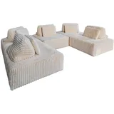 KAWOLA Modulsofa WIOLO SOFT 5 Module 5 Rückenkissen Weicher Breitcord cremeweiß