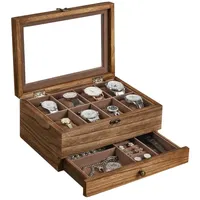 Songmics Uhrenbox GISELLA mit 8 Fächern aus Holz 27 x 20 x 13 cm Braun