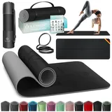 Kesser KESSER® Gymnastikmatte mit Tragegurt rutschfest TPE Yogamatte Gepolstert & rutschfest Fitnessmatte, 183 x 61 Trainingsmatte für Fitness Sportmatte, Pilates & Gymnastik + Tragegurt & Tasche, extradick