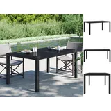 vidaXL Gartentisch 150x90x75 cm Gehärtetes Glas Poly Rattan Schwarz