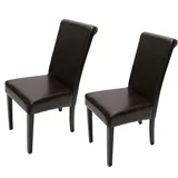 Mendler 2er-Set Esszimmerstuhl Stuhl Küchenstuhl Novara II, Leder ~ braun, dunkle Beine