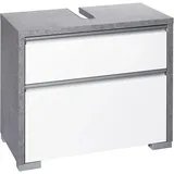 Schildmeyer Waschbeckenunterschrank 2 Auszüge 67 x 57 x 33 cm Steingrau / Weiß Glanz