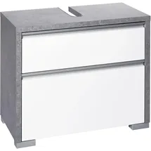 Schildmeyer Waschbeckenunterschrank 2 Auszüge 67 x 57 x 33 cm Steingrau / Weiß Glanz