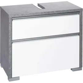 Schildmeyer Waschbeckenunterschrank 2 Auszüge 67 x 57 x 33 cm Steingrau / Weiß Glanz