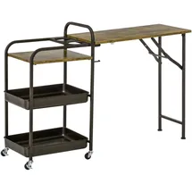 Homcom Küchenwagen mit Klappbarer Tischplatte Rustikal-Braun 118 x 36,5 x 82cm