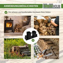 Trutzholm Holzstapelhilfe 2er Set lackierter Stahl 34 x 10 cm schwarz