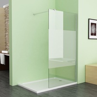 MEESALISA Duschwand für Dusche 90 x 200 cm, 10mm ESG NANO Teilsatiniert Glas Duschwand mit 70-120 cm Haltestange, Walk in Duschabtrennung Duschtrennwand für Bad, WC, Badezimmer