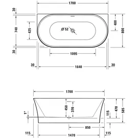 Duravit DuraSenja Designbadewanne 150 x 75 cm 700578000000000