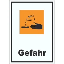 HB-Druck Aufkleber Gefahrensymbol ätzend Gefahr A2 (420x594mm)