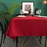 Yeahshion Tischdecke Rechteckig Schmutzabweisend, Rot 140 x 240 cm, Polyester-Leinen-Effekt, wasserdichte Tischdecke für Tisch, Esszimmer, Restaurant, Schutz (Rot, 140 x 240 cm)