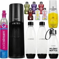 SodaStream Trinkwassersprudler Terra Schwarz Set Flaschen Sirup Kartusche - Schwarz