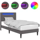 vidaXL Bettrahmen mit LED-Lichtleisten Grau 90 x 190 cm Kunstleder