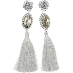 Paar Ohrclips "Quaste", Damen, Gr. Glas, grau, COLLEZIONE ALESSANDRO, Ohrringe