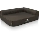 Knuffelwuff Eck Hundebett Marlie Orthopädisch Velours XL 100 x 70cm Lehne Rechts Schwarz