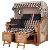 Bene living Strandkorb Komplettset Ammersee Grande XL Teak Bullauge