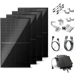 Solakon 2000W Balkonkraftwerk komplett Steckdose - Inklusive Halterung - Balkonkraftwerk 2000 Watt neuester Wechselrichter 800W - Solaranlage Komplettset mit 4x500W Solarpanel mit 5m Kabel