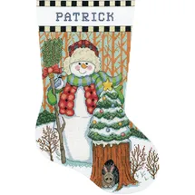 Design Works Crafts Kreuzstich Stickpackung Weihnachtsstrumpf Schneemann, Zählmuster