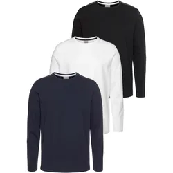 Langarmshirt EASTWIND, Herren, Gr. XXL (60/62), bunt (schwarz, marine, weiß), Obermaterial: 100% Baumwolle, Basic, regular fit, Rundhals, Langarm, Shirts Langarmshirt Longshirt, Langarm, Basic-Stil, Rundhals-Ausschnitt, aus 100% Baumwolle
