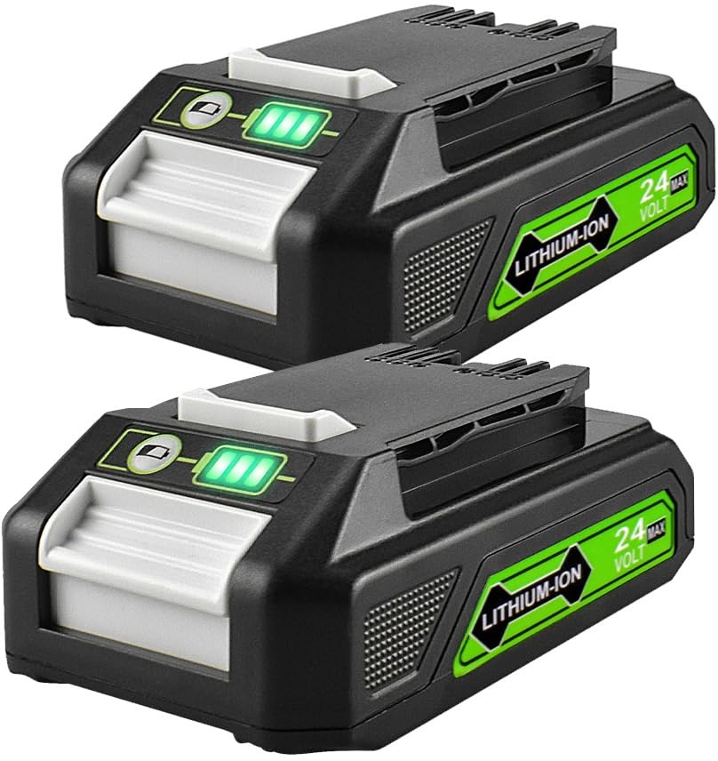 aunstarwei 2-Pakete 24V 3.0Ah Ersatzbatterie für Greenworks 24V Batterie 29842 29852 BAG708 BAG711 Kompatibel mit Greenworks 24V Akku-Tools 20352 22232 2508302
