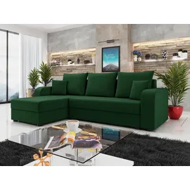 Mirjan24 Ecksofa Hewlet Bis, Sofa mit Bettkasten und Schlaffunktion, L-Form, Stilvoll Eckcouch vom Hersteller (Farbe: Manila 35) - Grün