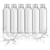 Relaxdays 6er Set Trinkflasche Glas, Wasserflasche mit Hülle, 500ml, spülmaschinenfest, wasserdicht, transparent/schwarz