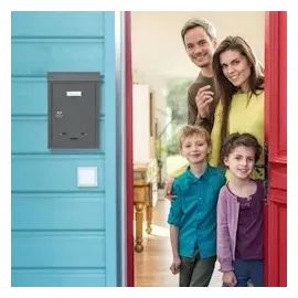 Relaxdays Briefkasten mit Namensschild aus Metall mit 2 Schlüsseln Postkasten schmal HxBxT: 30 5 x 21 x 7 cm weiß