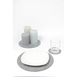 Premium Filz Untersetzer rund für Gläser, Design Glas-untersetzer in dunkelgrün hell-meliert (E70) für Getränke, Bar, Tasse, Vase