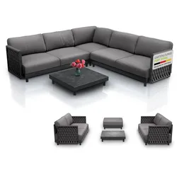 Juskys Premium Gartenmöbel Set Port Royale - Sofa mit Kissen & Tisch - Anthrazit