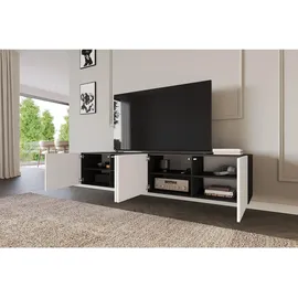 altdecor ELIO Lowboard 200 cm Schwarz/Weiß Holz/MDF