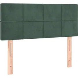 vidaXL Boxspringbett mit Matratze & LED Dunkelgrün 90x190 cm Samt