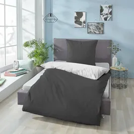cloudcomfort Basic Wendebettwäsche Schwarz/Weiß 135 x 200 cm + 80 x 80 cm