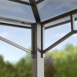 TOOLPORT Sunset 3x3 m Aluminium Gestänge Polycarbonat Dach ca. 8mm Pavillon Gartenzelt ohne Seitenteile