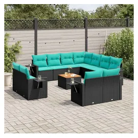 vidaXL Gartensofa-Set 12-tlg. schwarz/blau