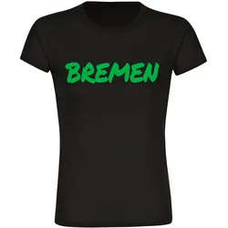 multifanshop Damen T-Shirt - Bremen - Textmarker - Druck grün - Frauen