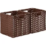 MANGATA Aufbewahrungskorb, 28/31 cm Körbe Aufbewahrung, Korb geflochten aus Polypropylene, 31x31x31 cm, Espresso, 2er-Pack
