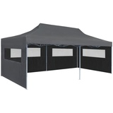 HOMIUSE Pop-Up Partyzelt Faltbar 3x6 m Anthrazit Pavillon Grillpavillon Gartenlaube Verkaufsstand Faltpavillon Gartenpavillon Party Zelt Pavillion Klappbar Pop Up Pavillon Faltbar mit Seitenwänden