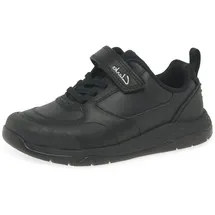 CLARKS Steggystride K Sneaker, Black Leather, 32 EU