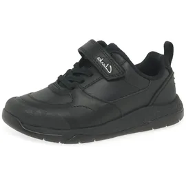 CLARKS Steggystride K Sneaker, Black Leather, 32 EU