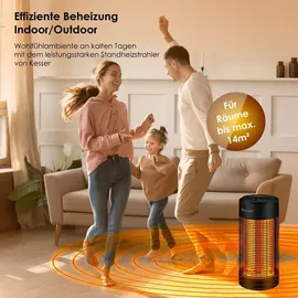 Kesser KESSER® Standheizstrahler Infrarotheizung, Heizstrahler Energieeffiziente Heizung Innenraum mit 360° Oszillation, Infrarotheizung Standgerät, Elektroheizung mit IP55, Terrassen-Heizstrahler