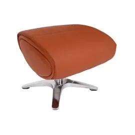 Mendler Relaxsessel mit Hocker HWC-K98, Fernsehsessel Sessel, Liegefunktion drehbar, Metall Echtleder/Kunstleder ~ braun