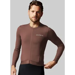 Thermo Fleece Herren Radjacke Langarm Fahrradbekleidung braun S